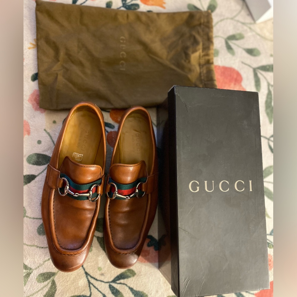 Gucci Brown Leather Horsebit Loafers